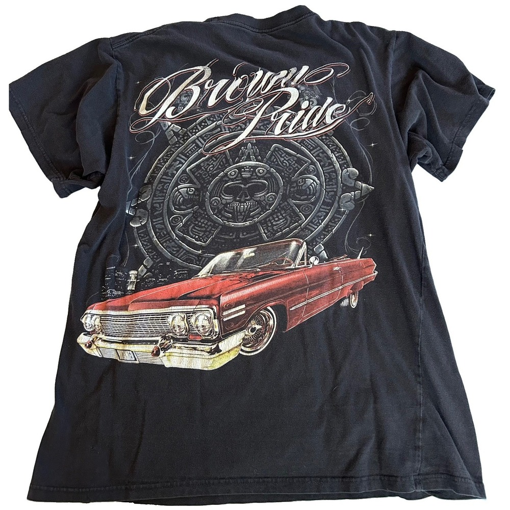 Vintage / Y2K Chicano Art Brown Pride Lowrider Shirt Size L black distressed
